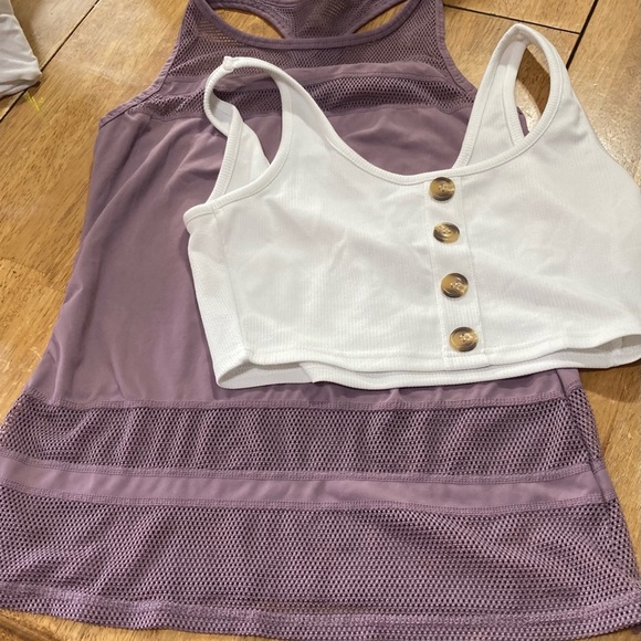 Beautiful crop top and tank top size L white and purple color - Picture 1 of 7